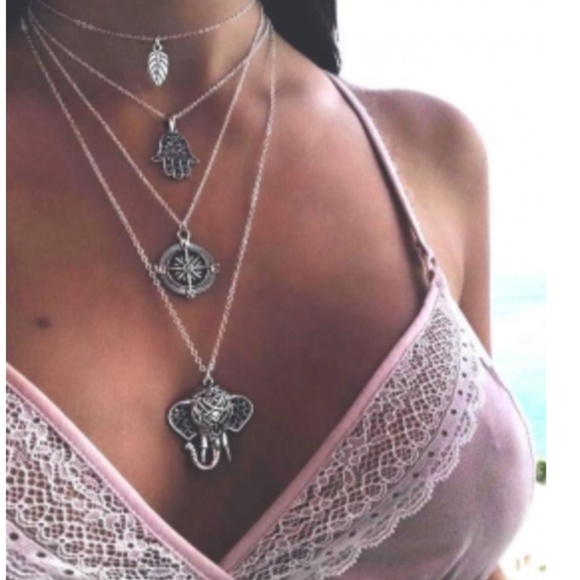 3/$30 Multi layering Boho Elephant Necklace Chain - Picture 1 of 4